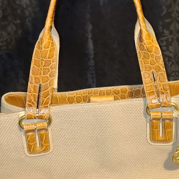 Brahmin | Canvas & Crocodile Shoulder Bag - Picture 2 of 10